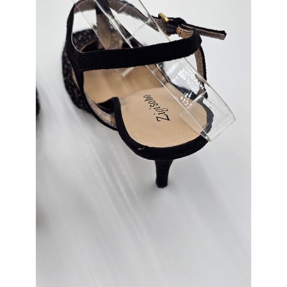 Black Rhinestone T-Strap Heels By Zigzosoho Sz 8.5 Prom Wedding Eveningwear - Picture 7 of 11